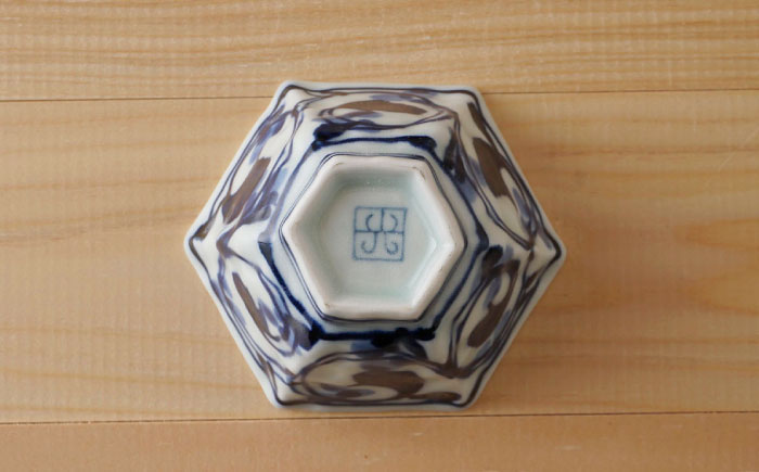 【波佐見焼】唐草 六角小付（六角仙茶）5個セット【陶もと】 [PE47]