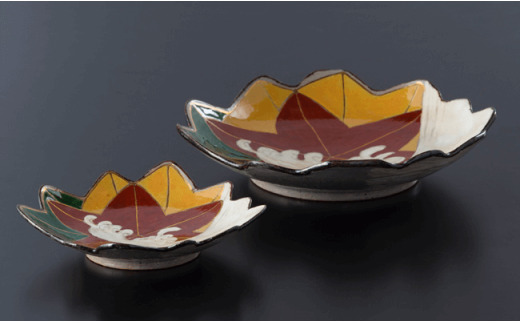 【波佐見焼】乾山写「錦手 竜田川」 大皿 ２枚/向付揃５枚セット（木箱入） 小皿 取り皿 食器 【利左エ門窯】 [QB02]