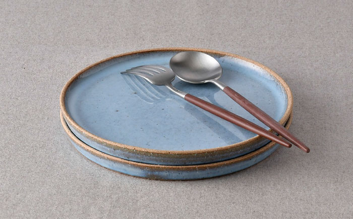 【波佐見焼】テラコッタ・BLUE プレートM 2枚セット【利左エ門窯】 [QB67]