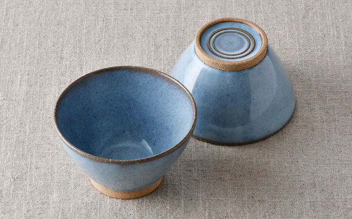 【波佐見焼】テラコッタ・BLUE 茶碗 2点セット【利左エ門窯】 [QB70]