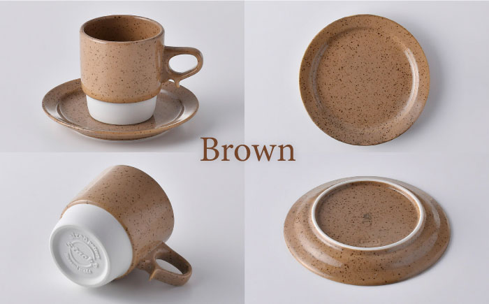 【波佐見焼】チョコチャンク マグ＆プレート 4点セット(ブラウン・ベージュ)食器 皿【トーエー】 [QC72]