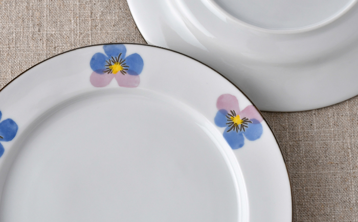 【波佐見焼】リムプレートL パンジー 2枚セット【トーエー】 [QC79]