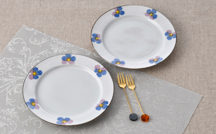 【波佐見焼】パンジー リムプレート M・L各2枚 計4枚セット [QC80]