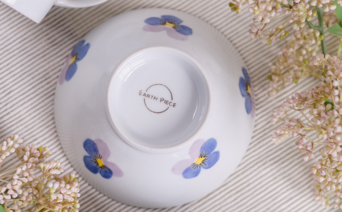 【波佐見町】パンジー 茶碗 2点セット【トーエー】 [QC82]