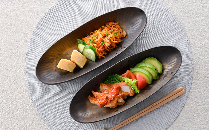 【波佐見焼】十草ゴールド カヌー鉢 ボウル ペアセット【三栄陶器】 [QD01]