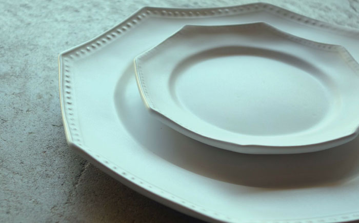 【波佐見焼】白釉 オクトゴナル皿 大・小 計4枚セット【吉田健宗】 [RB15]