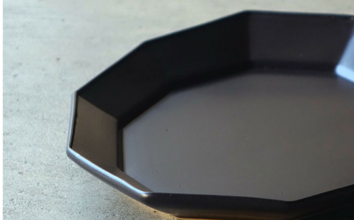 【波佐見焼】黒釉 10角 オーバル皿 2枚セット【吉田健宗】 [RB21]