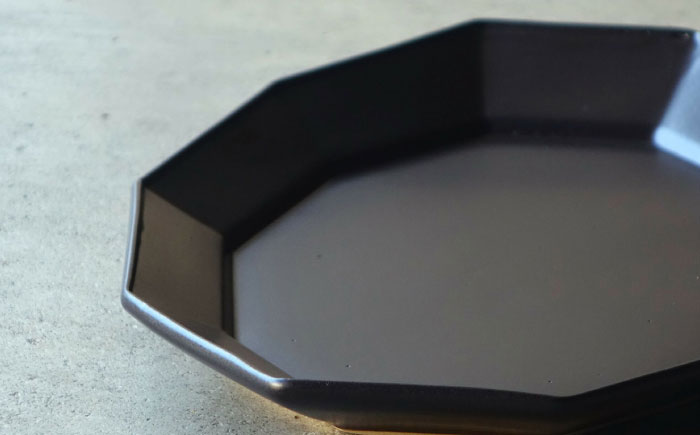 【波佐見焼】黒釉 10角オーバル皿 5枚セット【吉田健宗】 [RB22]