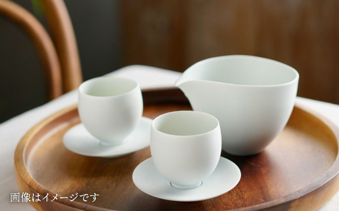 【波佐見焼】白磁片口とペア茶杯と茶托 5点セット【アトリエビスク】 [RD34]