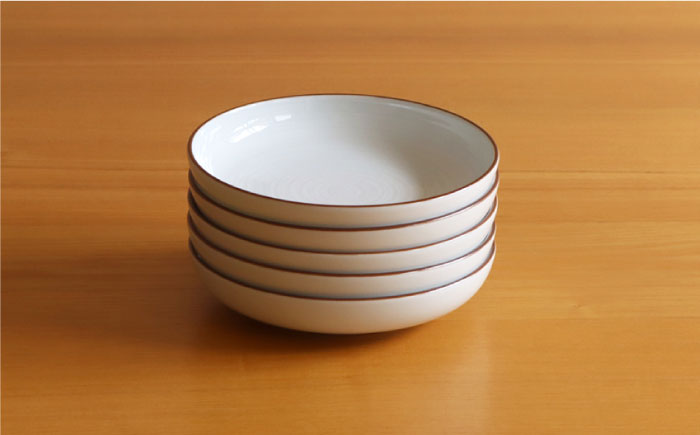 【白山陶器】【定番のシリーズ】白磁千段4.5深皿 5枚セット【波佐見焼】[TA118]