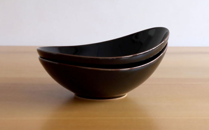 【白山陶器】【グッドデザイン賞受賞】CARVEボール（L） 天目 2枚セット [TA129]