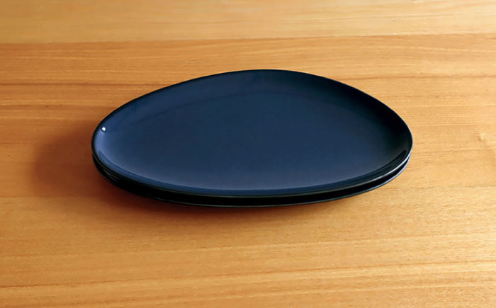 【白山陶器】【グッドデザイン賞受賞】ペトラ ロングプレート（M） ネイビー 2枚セット [TA157]