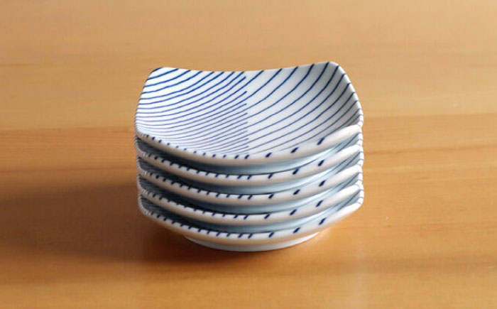 【白山陶器】【グッドデザイン賞】重ね縞 反角小皿 5枚セット【波佐見焼】 [TA160]