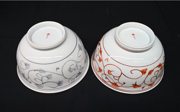 【波佐見焼】赤絵唐草 どんぶり 丼 ペアセット【協立陶器】 [TC95]