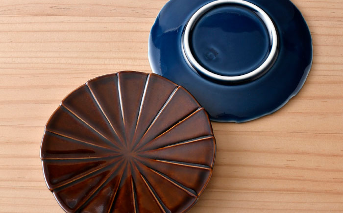 【波佐見焼】フォールド4寸皿 小皿 4カラー ルリ・ブラウン・白マット・黒マット 【清山】 [TD04]