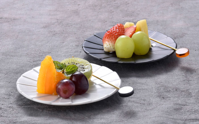 【波佐見焼】フォールド4寸皿 小皿 ペア 白マット・黒マット 【清山】 [TD06]