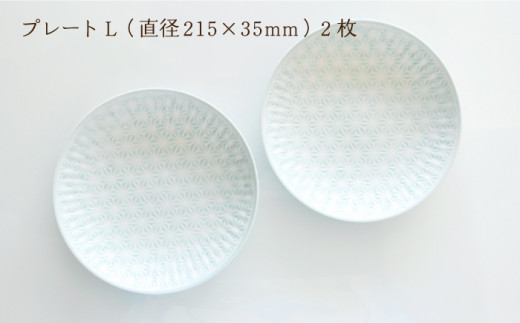 【波佐見焼】麻の葉ブルー プレート Lサイズ 2枚【聖栄陶器】 [TG02]