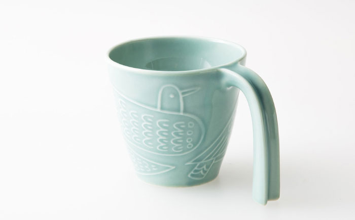 【波佐見焼】bird マグカップ 2点セット（緑×藍）【アイユー】 [UA41]