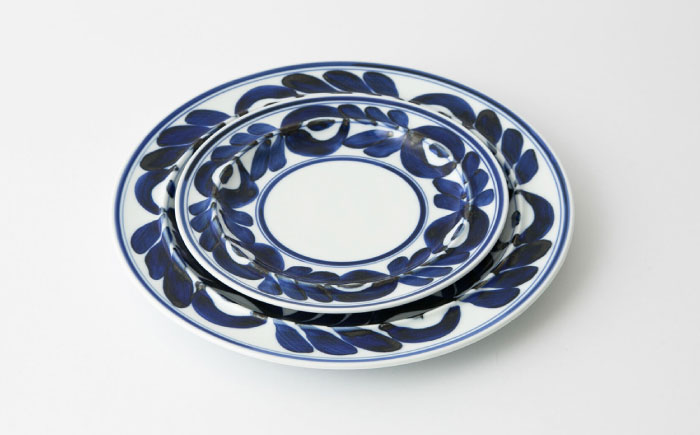 【波佐見焼】mawaribana プレート 大小4点セット ブルー×ブラウン【アイユー】 [UA52]