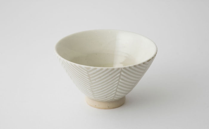【波佐見焼】ヘリンボーン 茶碗（大） 2点セット ホワイト【アイユー】 [UA53]