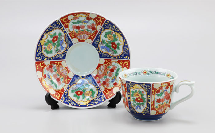 【波佐見焼】古伊万里鳳凰写絵 珈琲碗皿2客揃 食器 カップ 【不二商店】 [UC02]