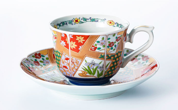 【波佐見焼】京友禅 珈琲碗皿三ツ組揃 食器 カップ 【不二商店】 [UC03]