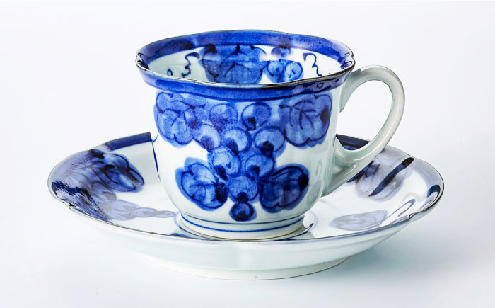 【波佐見焼】古伊万里青磁写絵珈琲碗皿5客揃 食器 カップ 【不二商店】 [UC08]