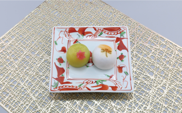 【波佐見焼】夢万歴草華紋 角皿 5客揃【不二商店】 [UC19]