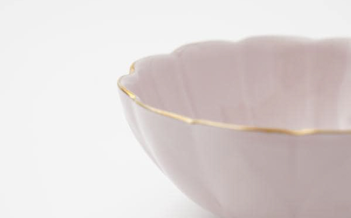 【波佐見焼】蓮型小鉢 ピンク（渕金） 2点セット 鍋取り鉢【FOURGRACE】 [UG02]