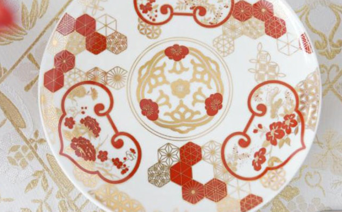 【波佐見焼】組子金襴 古伊万里 7号皿（化粧箱入り）2枚セット【FOURGRACE】 [UG06]