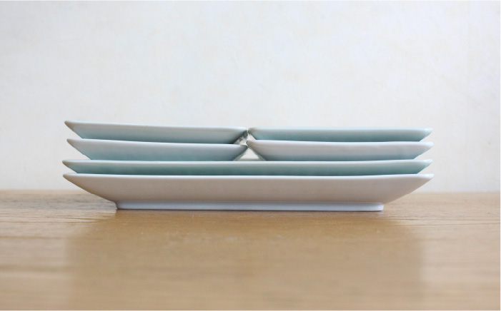 【波佐見焼】麻の葉シリーズ スクエア プレート （白磁・青磁） 6枚セット 角皿 小皿 【陶芸ゆたか】 [VA90]