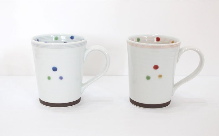 【波佐見焼】色彩水玉（ ティーポット・ マグカップ ）3点セット【陶芸ゆたか】 [VA92]