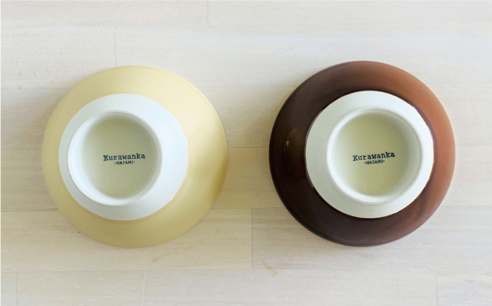 【波佐見焼】グロス 茶碗 2色セット（ブラウン×ベージュ） 食器 【和山】 [WB110]