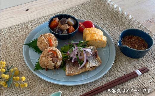 【波佐見焼】RONDE 大皿2色セット（うす瑠璃・グレー）【和山】プレート オーバル 22cm [WB58]