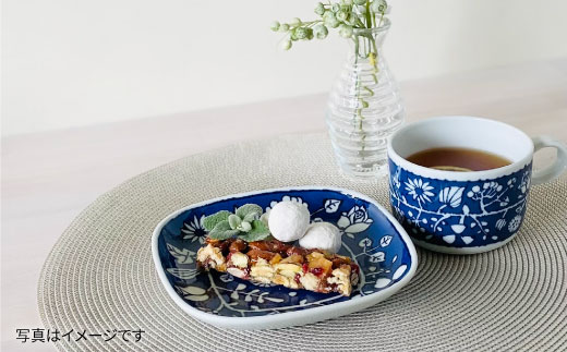 【波佐見焼】フラワーパレード ティータイムセット マグカップ ケーキ皿 小皿【和山】 [WB84]