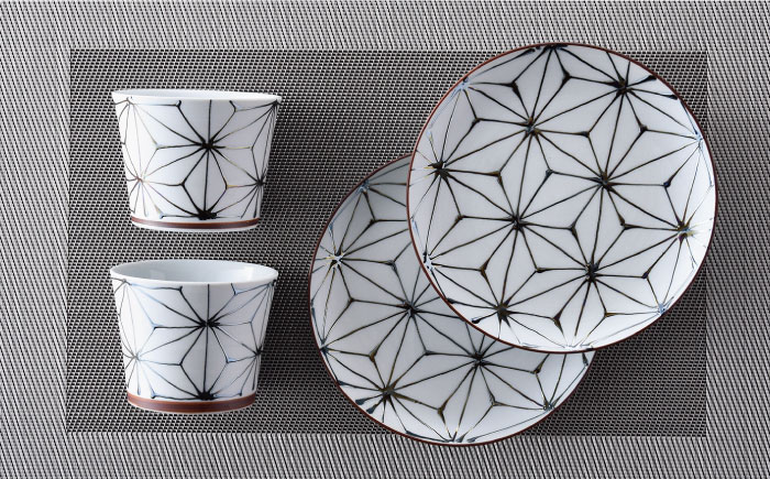 【波佐見焼】Sweet麻シリーズ マルチカップ ・ソーサー（黒） 4点セット スープカップ スープマグ 食器【まるしん】 [WD35]