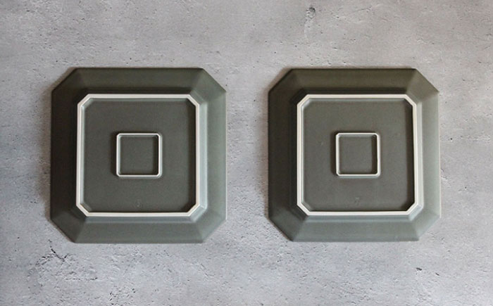 【波佐見焼】Natural正角プレート 2枚セット（グリーン）食器 皿【光春窯】 [XD107]