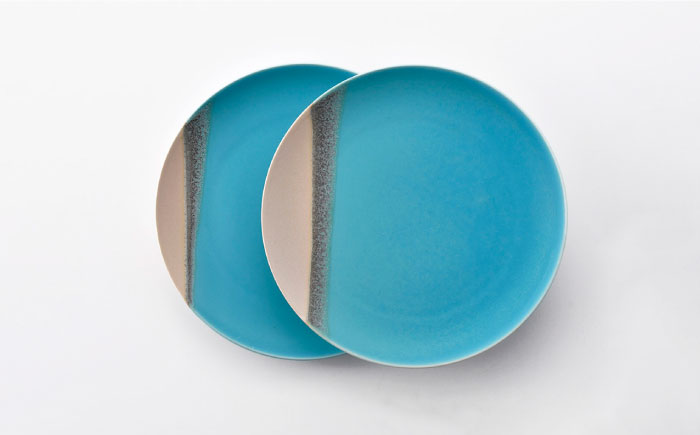 【波佐見焼】Scenery（シーナリー）トルコブルー プレート M（21cm）2枚セット　【光春窯】 [XD114]