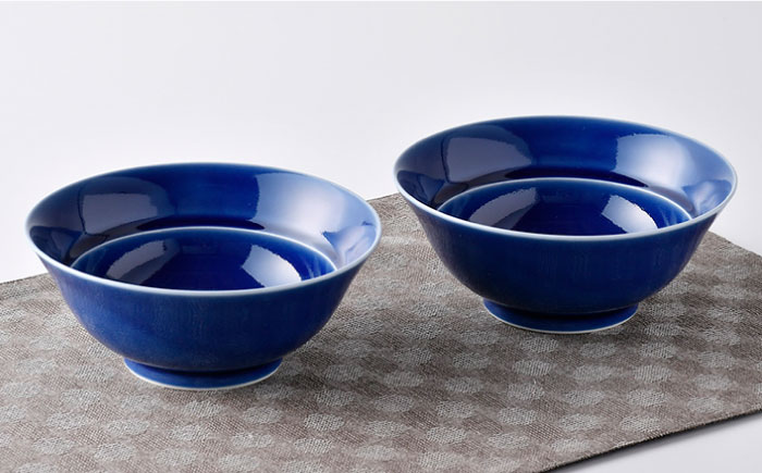 【波佐見焼】粋碗 どんぶり 茶碗 ブルー ペアセット【光春窯】 [XD65]