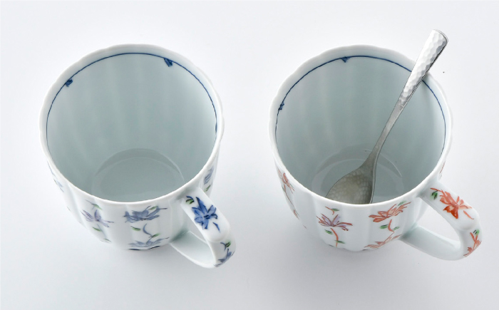 【波佐見焼】花のれん マグカップペアセット【一夢窯】 スープカップ スープマグ [XE01]