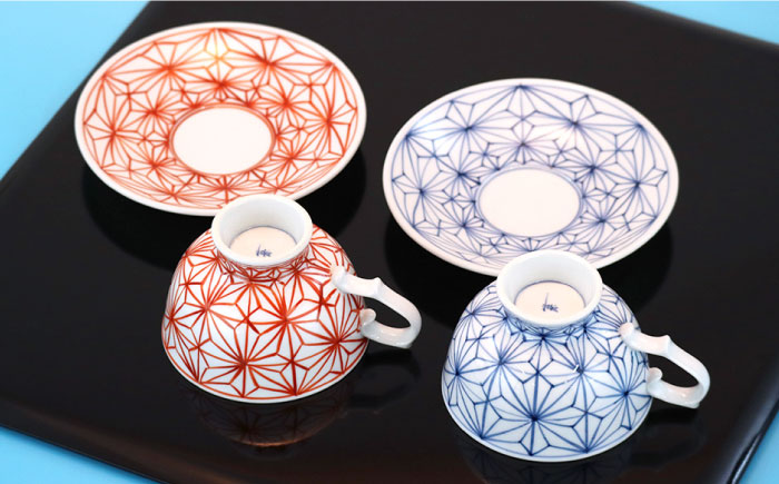 【波佐見焼】麻葉 ペア コーヒーカップ マグカップ スープマグ 陶器 【岩永製陶】 [ZD21]