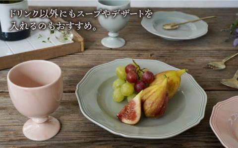 【波佐見焼】iroiro ゴブレット (ペールピンク×ペールグレー) ペアセット 2点【藍染窯】 [JC62]