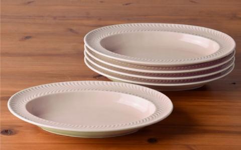 【波佐見焼】ローズマリー (アイボリー) オーバル ボウル 5個セット【福田陶器店】 [PA227]