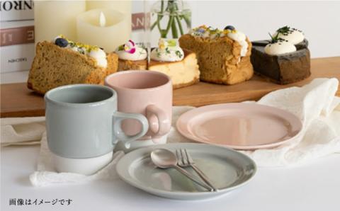 【波佐見焼】スタックス マグカップ・15cm プレート 2色セット4枚「ライトピンク×ライトグレー」【藍染窯】 [JC05]