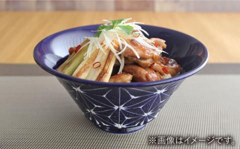 【波佐見焼】ホワイトライン麻 どんぶり 瑠璃【翔芳窯】 [FE01]