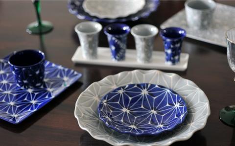 【波佐見焼】ホワイトライン麻 波 プレート M グレー【翔芳窯】 [FE15]