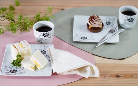 【波佐見焼】アネモネ プレート そばちょこ くつろぎセット ペア【団陶器】 [PB64]