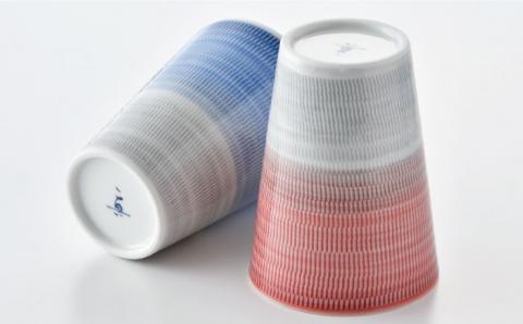 【波佐見焼】色染め流し フリーカップ（中）5色セット【一真窯】 [BB48]