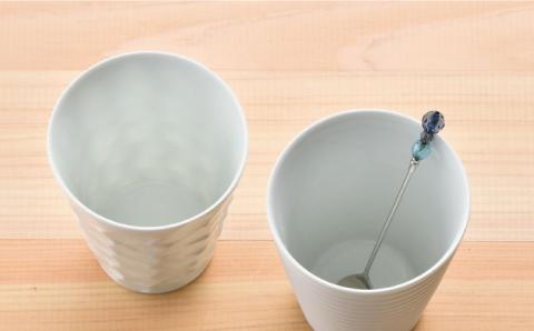 【波佐見焼】白磁手彫 フリーカップ（大）2個セット【一真窯】 [BB49]