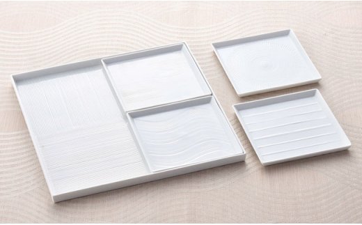 【波佐見焼】白磁手彫 プレート スープカップ カップ 4人用セット【一真窯】 [BB03]